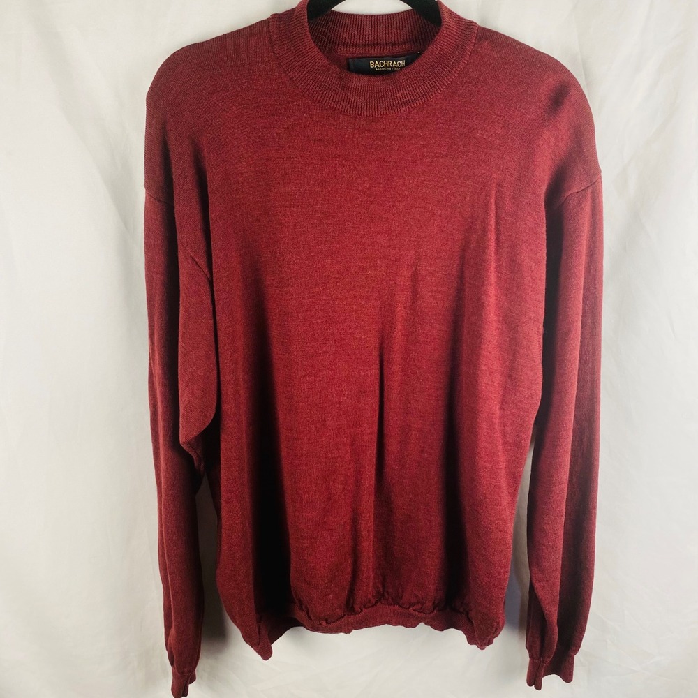 Bachrach Fine Merino Wool Crew Neck Sweater XXL Maroon Burgundy Classic